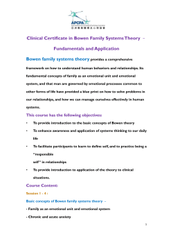 Clinical Certificate in Bowen Family Systems Theory &ndash;Fundamentals