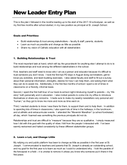 New Leader Entry Plan - St. Joseph Catholic School | Lake Orion, MI