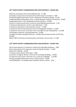 150TH WAIPA DISTRICT COMMEMORATIONS FUND RECIPIENTS