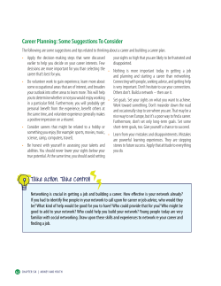 Career Planning: Some Suggestions To Consider