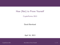 How (Not) to Prove Yourself