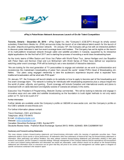 ePlay`s PokerVision Network Announces Launch of On