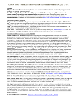 Notes for Faculty from May 2014 FDP Meeting