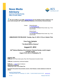 News Media Advisory - American Chemical Society