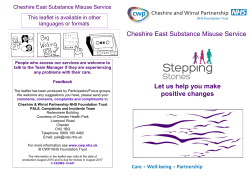 Let us help you make positive changes Cheshire East Substance