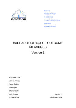 BACPAR TOOLBOX OF OUTCOME MEASURES Version 2
