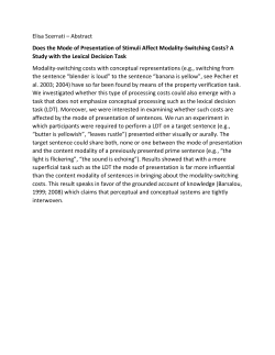 Does the Mode of Presentation of Stimuli Affect Modality