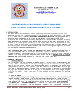 Team Composition and Selection and Match Playing Time Policies