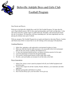 Beltsville Adelphi Boys and Girls Club Football Program Dear