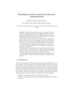 Formalising security properties in electronic voting protocols