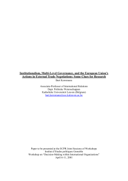 Institutionalism, Multi-Level Governance, and the European Union