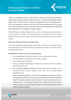 Setting up your Business in Vietnam Issues to consider