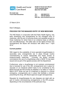 27 March 2014 Dear Colleague, PROCESS FOR THE MANAGED