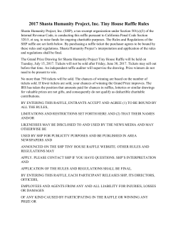 2017 Shasta Humanity Project, Inc. Tiny House Raffle Rules