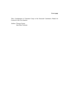 Cover page Title: Consideration of Transient Creep in