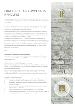 Complaints procedure - Heyford Regeneration