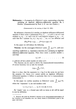 A property of a DIRICHLET series, representing a function satisfying