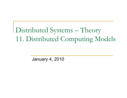 Distributed Systems &ndash; Theory 11. Distributed Computing Models
