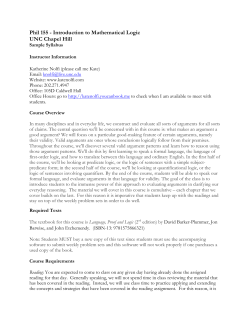 Phil 155 - Introduction to Mathematical Logic UNC Chapel Hill