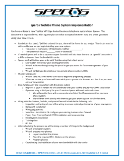 Speros Toshiba Phone System Implementation (Continued)