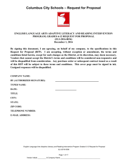 Columbus City Schools &ndash; Request for Proposal