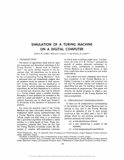 SIMULATION OF A TURING MACHINE ON A DIGJT AL COMPUTER