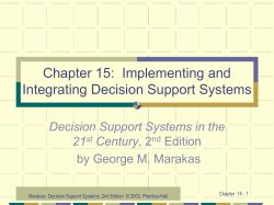 Implementing and Integrating Decision Support Systems