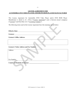 LICENSE AGREEMENT FOR AUTOMOBILE DVD VIDEO - One-Red