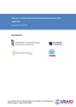 (SOP) msp2 PCR - Worldwide Antimalarial Resistance Network