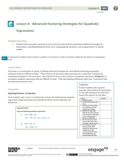 Algebra I Module 4, Topic A, Lesson 4: Teacher Version