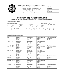 Summer Camp Registration 2012 - Geering Up