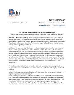 DRI Testifies on Proposed Class Action Rule Changes