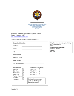 of 2 Solo Entry Form for the Montreal Highland Games Sunday 6