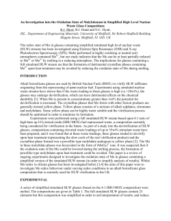 Molybdenum In Nuclear Waste Glasses