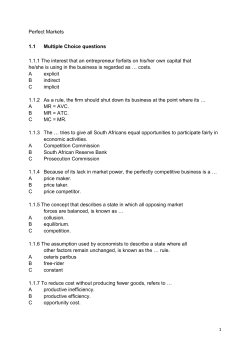 Perfect Markets 1.1 Multiple Choice questions 1.1.1 The interest that