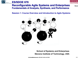 Course Overview and Introduction to Agile Systems
