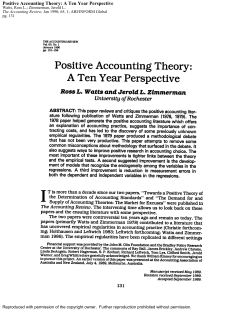 Positive Accounting Theory: A Ten Year Perspective
