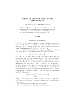IDEALS OF DENOMINATORS IN THE DISK