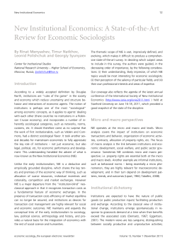 New Institutional Economics: A State-of-the