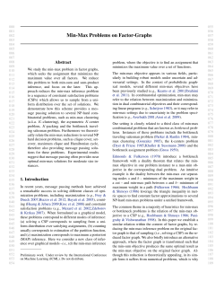 Min-Max Problems on Factor-Graphs - Probabilistic and Statistical