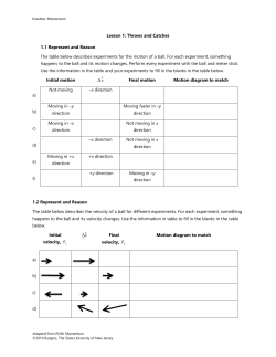 Kreutter: Momentum Lesson 1: Throws and Catches 1.1 Represent