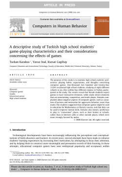 A descriptive study of Turkish high school students` game