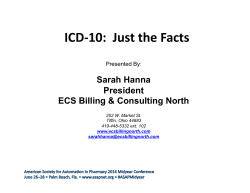 ICD-10 - American Society for Automation in Pharmacy