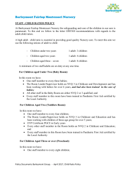 Child Ratio Policy - BarleyMont Group of Nurseries in Ilford, Essex