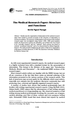 The Medical Research Paper: Structure and Functions - E