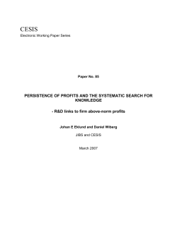 PERSISTENCE OF PROFITS AND THE SYSTEMATIC SEARCH