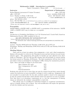 Mathematics 1550H – Introduction to probability Trent University