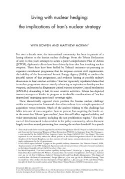 Living with nuclear hedging: the implications of Iran`s nuclear strategy