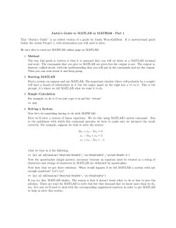 Justin`s Guide to MATLAB in MATH240
