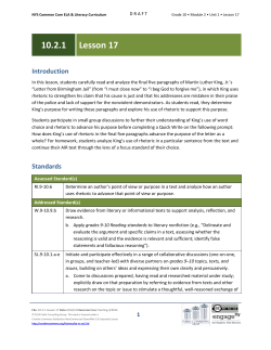Grade 10 ELA Module 2, Unit 1, Lesson 17